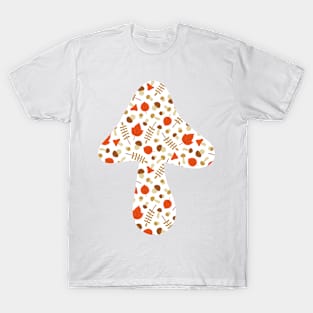 Mushroom and leaf pattern T-Shirt